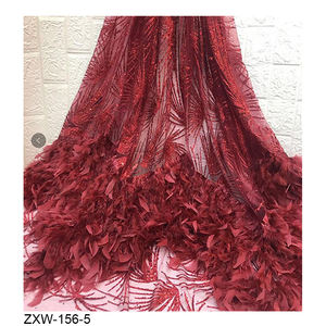 Tessuto romantico elegante e moderno da sposa 3D con piume di pizzo tessuto con paillettes - Product Image 6