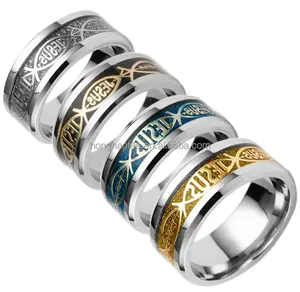 נוצריים תכשיטי טיטניום פלדת טבעת עם ישו מכתבי גודל 6-13 במלאי נירוסטה תכשיטים