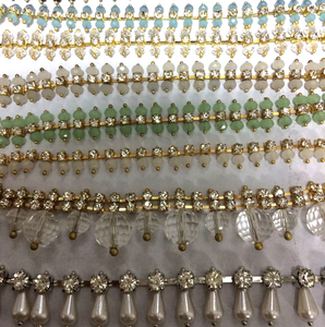 Factory fashion jewelry making Pearl crystal beads and rhinestone cup chain jewelry chain garment chain