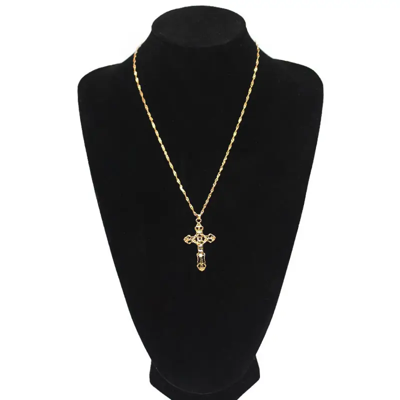 Hot selling delicate Alloy Jesus Cross pendant necklace religious necklace jewelry for wholesale