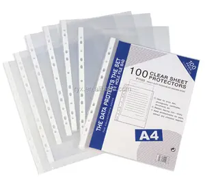 wholesale 0.04 thickness 11 hole a4 clear waterproof document sheet protector for office stationery