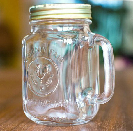 16oz/450ml glass mason jar with embossed logo