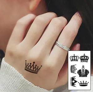 6 Patronen Verschillende Zwarte Crown Brand Fashion Waterdichte Tijdelijke Tattoo Sticker