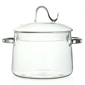 2022 Online hot sales heat resistant Glass soup pot high borosilicate glass pot jar soup & stock pan cooking pot