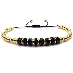 Bracelet Macramé Homme <span class=keywords><strong>en</strong></span> Acier Inoxydable avec Perles d'Hématite et Pavé de Zirconium Cubique, Nouveau Design Fait Main, Idéal pour la Location de Bijoux - Product Image 3