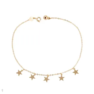 74965 groothandel goedkope mode-sieraden 18 k goud kleur eenvoudige ontwerp ster vorm enkelband met kleine bel voor dames