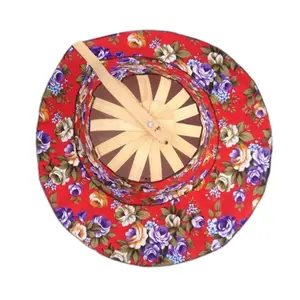 चीनी टोपी बांस फोल्डेबल प्रशंसक टोपी बांस और कपास फोल्डिंग फैन टोपी