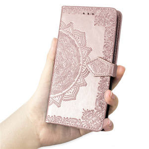 3D Mandala Bunga Kulit Case untuk Huawei P Smart Nova 3i Tekstur Flip Cover Dompet Funda untuk P30 Lite Y9 2018