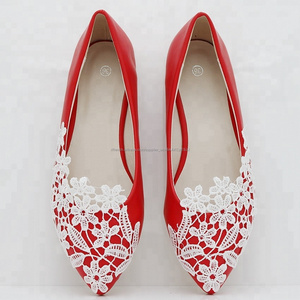 Handmake poit bout robe chaussures plat tissu dentelle Chaussures de mariage - Product Image 5
