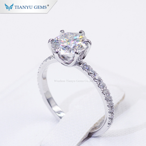 <span class=keywords><strong>Bague</strong></span> <span class=keywords><strong>de</strong></span> fiançailles pour femme Tianyu Gems, or blanc 14K/18K, personnalisée, avec <span class=keywords><strong>diamant</strong></span> moissanite rond taille cœur et flèche <span class=keywords><strong>de</strong></span> 7,5 mm - Product Image 2