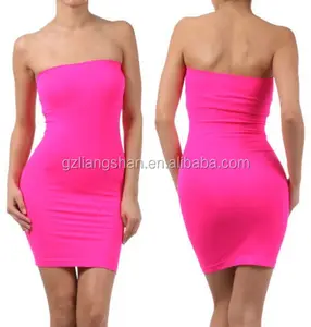 2015 OEM Cheap Womens Tube Mini Dress Strapless Stretch tight fitted body-con Seamless Nylon Dress