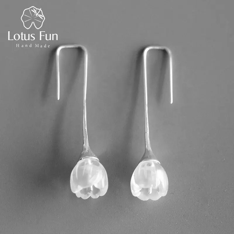 925 Sterling Silver Natural Crystal Delicate Fresh Flower Crystal Earring Drop For Women Wholesale Jewelry