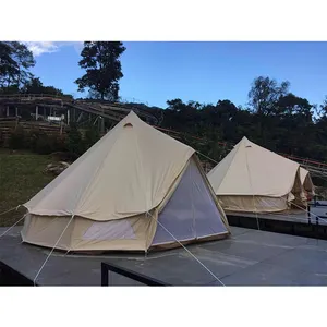 SUNWAY 방수 코튼 캔버스 가족 캠핑 벨 텐트 인도 텐트