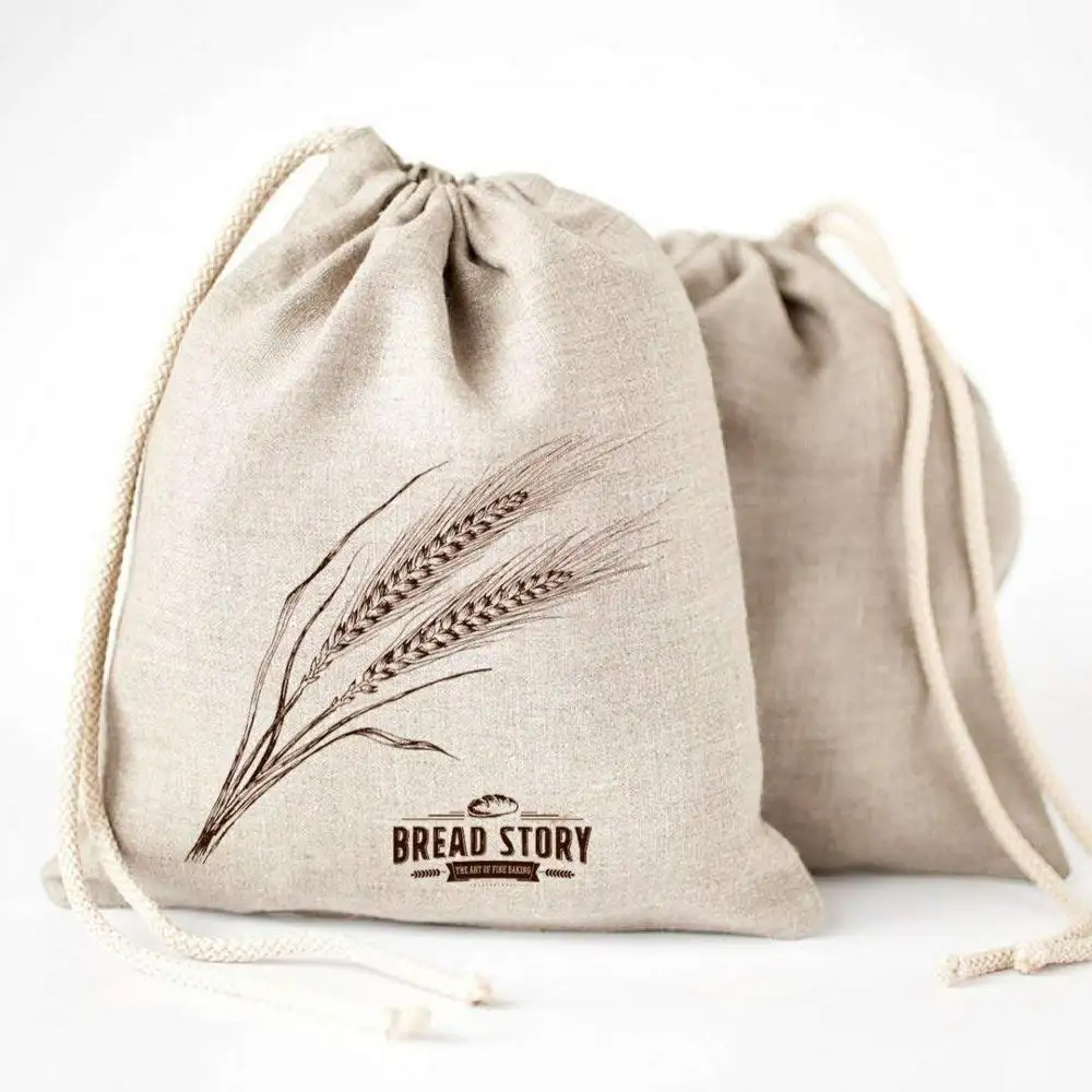 कस्टम पर्यावरण के अनुकूल पुन: प्रयोज्य जैविक कैनवास कपास लिनन रोटी बैग