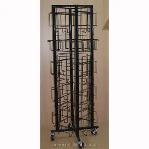 retail book store floor fixture steel retail rack 24 iron rod frame pocket holder metal wire rolling calendar display stand