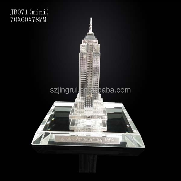 Min Size Metal Empire State Crystal 3D Building Model in Silver