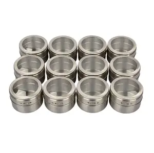 12 magnetische Spice Blikken 12 Opslag Spice Containers, Venster Top w/Ziften-Giet. Rack Magnetische Op Koelkast