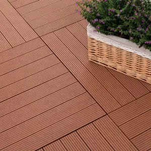 阳台露台地砖柚木色胡桃木色白色木炭易于安装防水防紫外线复合甲板