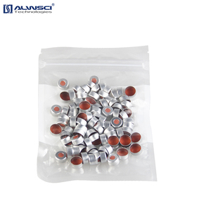 ALWSCI Gümüş 11mm Alüminyum Sıkma Kapaklar w önceden monte edilmiş Şeffaf TEF Doğal Kauçuk kırmızı-turuncu Septa 11-SP3006 - Product Image 5