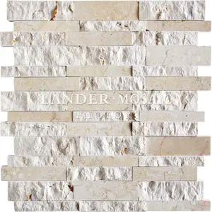 Progettazione 3D roccia finitura beige marmo <span class=keywords><strong>mosaico</strong></span> di pietra <span class=keywords><strong>per</strong></span> la decorazione domestica - Product Image 1
