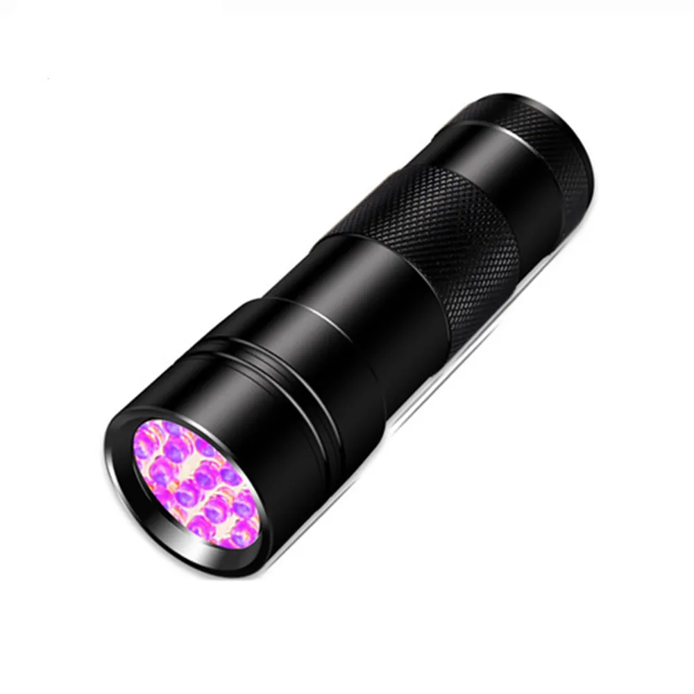 Lampu UV Hitam Senter 12 LED UV 359 Nm, Lampu Senter untuk Detektor Urin dan Noda Hewan Peliharaan