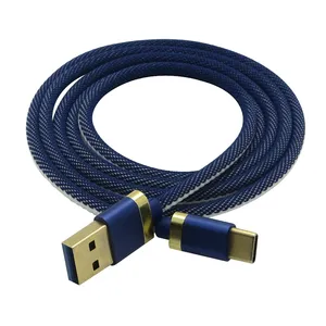 Kabel Isi Daya Cepat Denim, Kabel Pengisian Daya Cepat Tipe-c, Kabel Data Snyc Male USB-C, untuk Samsung Galaxy S9 S8 Plus