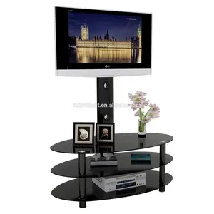 Nuovo modello di visualizzazione piano porta tv design moderno soggiorno mobili di alta lucido nero Mobile TV con tilt staffa girevole