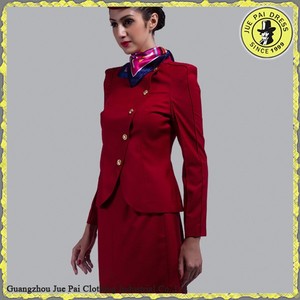 Uniforme de <span class=keywords><strong>Azafata</strong></span> de Línea Aérea Rojo Elegante de Diseño de Moda <span class=keywords><strong>para</strong></span> Mujer - Product Image 2
