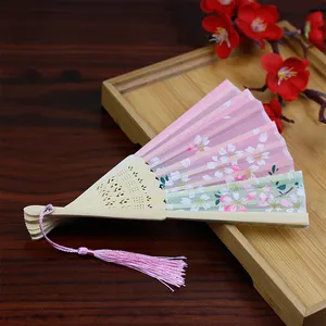 [JE SUIS VOTRE FAN] Stock suffisant ! 12 modèles de éventails pliants en soie japonaise traditionnels à motifs imprimés en bambou pour femmes - Product Image 1