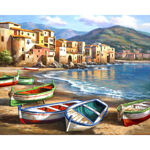 CHENISTORY 99433 dipingi per numero per <span class=keywords><strong>barche</strong></span> colorate all'ingrosso senza cornice decorazioni per la casa Wall Art Oil tela di lino stampa digitale - Product Image 1