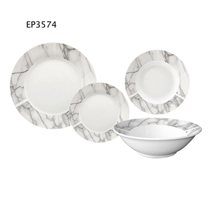 Tùy Chỉnh Decal Gốm Đồ Ăn <span class=keywords><strong>19Pcs</strong></span> Ceeramic Bộ Đồ Ăn Sứ Bộ Bữa Ăn Tối Với Tấm Và Bát Đồ Ăn - Product Image 6