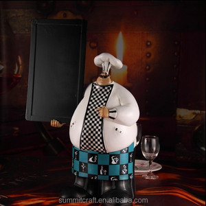 Estatua de <span class=keywords><strong>Chef</strong></span> Gordo de Cocina de Estilo Europeo de Poliresina de 15 Pulgadas con Tabla - Product Image 3