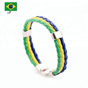 ขายส่งแฟนฟุตบอลโลกธงประจำชาติ Pu สร้อยข้อมือเครื่องประดับโลหะ - Product Image 4