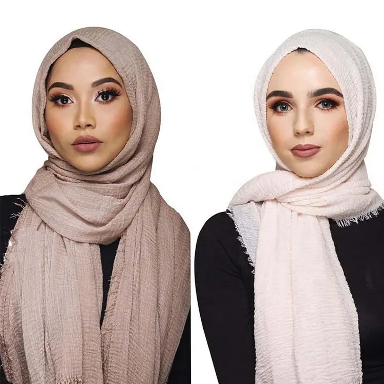 Мусульманская шаль, вискозный шарф, Премиум хлопковый пузырьковый обжимной <span class=keywords><strong>хиджаб</strong></span>