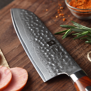 <span class=keywords><strong>Couteau</strong></span> <span class=keywords><strong>de</strong></span> cuisine Santoku <span class=keywords><strong>en</strong></span> <span class=keywords><strong>acier</strong></span> <span class=keywords><strong>Damas</strong></span> ultra-affûté <span class=keywords><strong>de</strong></span> 7 pouces avec manche <span class=keywords><strong>en</strong></span> bois <span class=keywords><strong>de</strong></span> rose naturel - Product Image 4