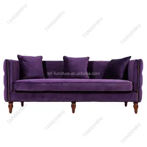 Italian design living room funiture 3 person velvet button tufted upholstered recliner sofa set