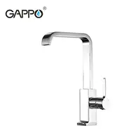 GAPPO หรูหราสไตล์ก๊อกน้ำห้องครัวทองเหลืองสแควร์ออกแบบเดี่ยวเย็นและน้ำอุ่น G4004