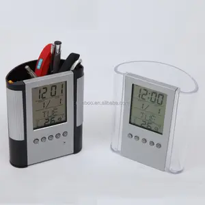 Promotional Multi-function Plastic Table Electronic Calendar with Pen Holder