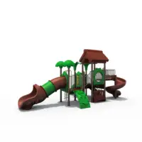 ออกแบบใหม่กลางแจ้งสนามเด็กเล่นที่มี treehouse ชุดหลายสไลด์สำหรับเด็ก