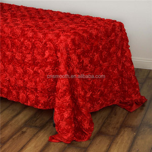 Wedding Decoration 3D Rosette Satin <strong>Table</strong> Cloth <strong>Dining</strong> Rectangle <strong>Table</strong> <strong>Cover</strong> - Product Image 5
