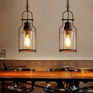 빈티지 조명기구 Tarrice 산업 빛 녹 금속 유리 랜턴 펜던트 라이트 - Product Image 1