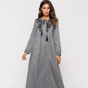 Europe Skirt Middle East New Embroidered HUi National Dubai Long Sleeves Dress Muslim