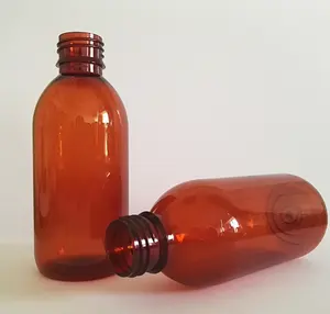 Pet Plastic 150Ml Siroop Fles Met Schroefdop Voor Vloeibare Geneeskunde Zeefdruk Verpakking Farmaceutisch Gebruik