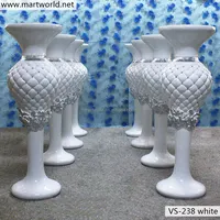 2022 plus populaire cristal de mariage vase pour décoration blanc en fibre de verre vase fleur stand de fête et décoration de mariage (VS-238W)