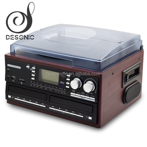 Giradischi USB Retrò con <span class=keywords><strong>Lettore</strong></span> <span class=keywords><strong>CD</strong></span> Doppio, <span class=keywords><strong>Radio</strong></span> e Registratore a <span class=keywords><strong>Cassette</strong></span> in Vendita - Product Image 5