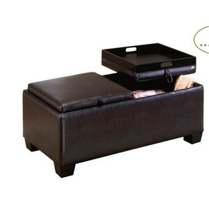 Moderno círculo de cubo de almacenamiento marrón de cuero suave de cuero Otomano - Product Image 2