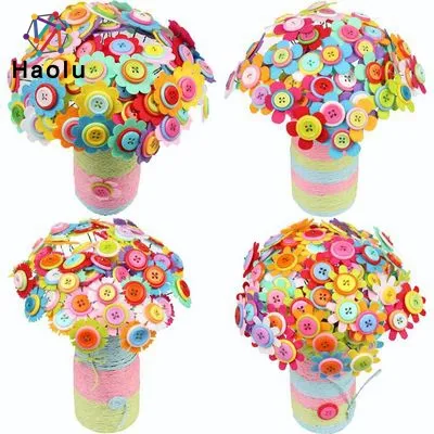 DIY craft kits toy for kids assorted craft iron wire button felt bouquets kit wholesale