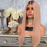 गुलाबी रंग रेशमी सीधे मानव बाल wigs काले महिलाओं के लिए hd पारदर्शी सस्ते wigs के साथ सबसे कम कीमत 13x6 ललाट फीता विग