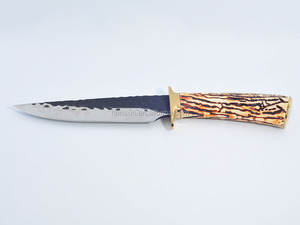 Cuchillo Bowie Recto de Hoja Fija de Acero Inoxidable, Cuchillo de Supervivencia con Mango de Hueso - Product Image 2
