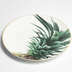 Nuevo Producto vajilla verde redondo oro rimmed de cargador de placas de hoja de <span class=keywords><strong>palma</strong></span> - Product Image 2